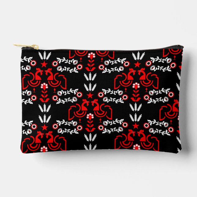 Cockerel Skandinavien Folklore Zubehörtasche (Vorderseite)