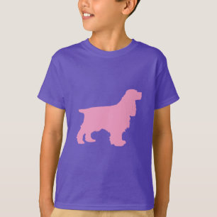 Cockerspaniel-Silhouette im Rosa T-Shirt