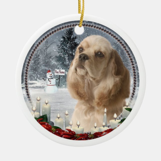 Cockerspaniel-Weihnachtsverzierung Keramik Ornament (Vorne)