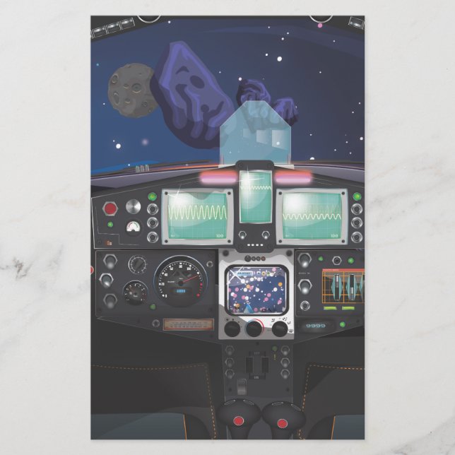 Cockpit-Cartoon Briefpapier (Vorderseite)