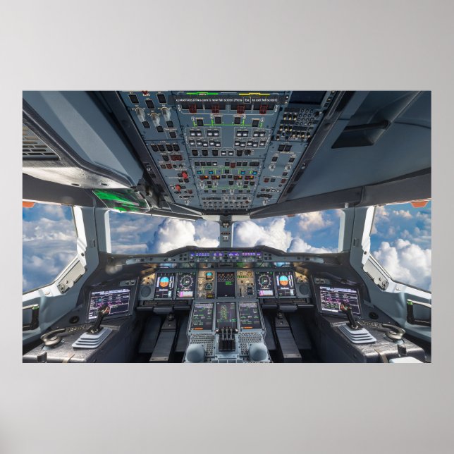 Cockpit des Airbus A380 Poster (Vorne)