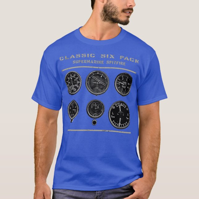 Cockpit Instruments Six Pack Spitfire-Flugzeug WW2 T-Shirt (Vorderseite)