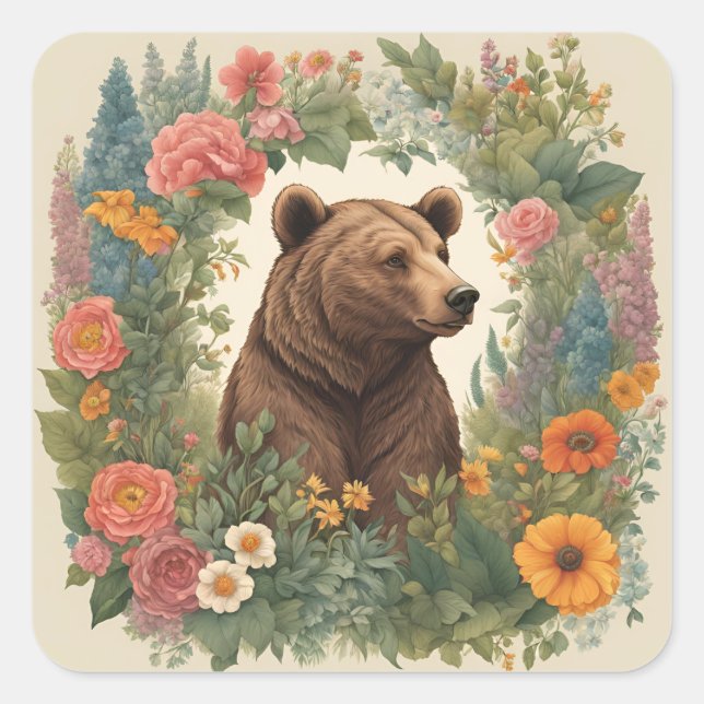 Cockpitbär Quadratischer Aufkleber (Vorderseite)