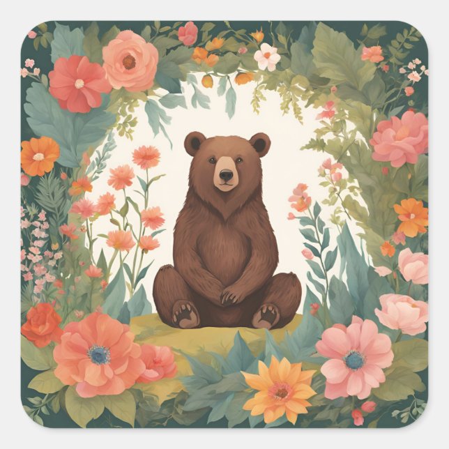 Cockpitbär Quadratischer Aufkleber (Vorderseite)