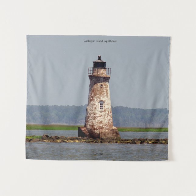 Cockspur Island Lighthouse Tapisserie Wandteppich (Vorderseite (Horizontal))