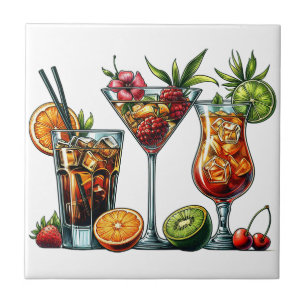 Cocktail alkoholische Getränke farbige Kunstdarste Fliese