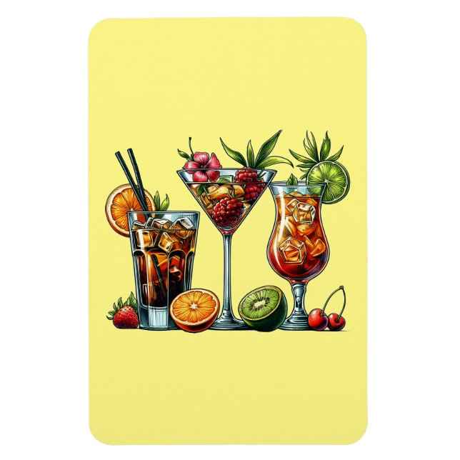 Cocktail alkoholische Getränke farbige Kunstdarste Magnet (Vertikal)