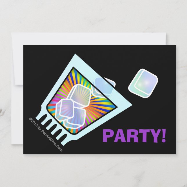 COCKTAIL - ALTMODISCH - FELSEN GLAS EINLADUNG (Vorderseite)