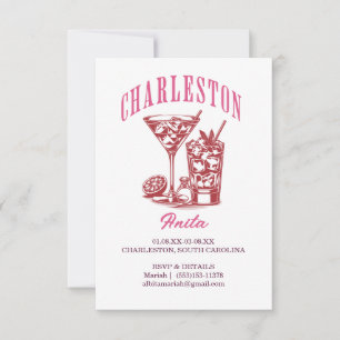 Cocktail am Wochenende in Charleston, rosa Einladung