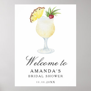 Cocktail-Ananas - Brautparty-Willkommensschild Poster