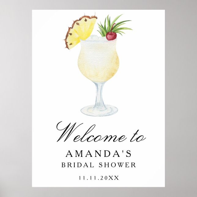 Cocktail-Ananas - Brautparty-Willkommensschild Poster (Vorne)