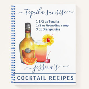 Cocktail Aquarell Rezept Mixgetränke Tequila Notizbuch