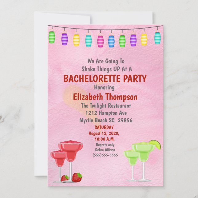 Cocktail Bachelorette Brautparty Einladung (Vorderseite)