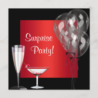 Cocktail Balloons Rote Überraschung Geburtstagspar Einladung