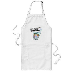 COCKTAIL BAR APRONS, Life is Short. TRINK. Lange Schürze
