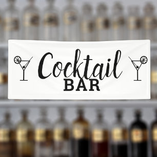 Cocktail Bar DIY Hochzeitsstätte Schwarz-Weiß Banner