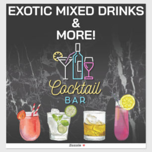 Cocktail Bar Neon Sign Aufkleber