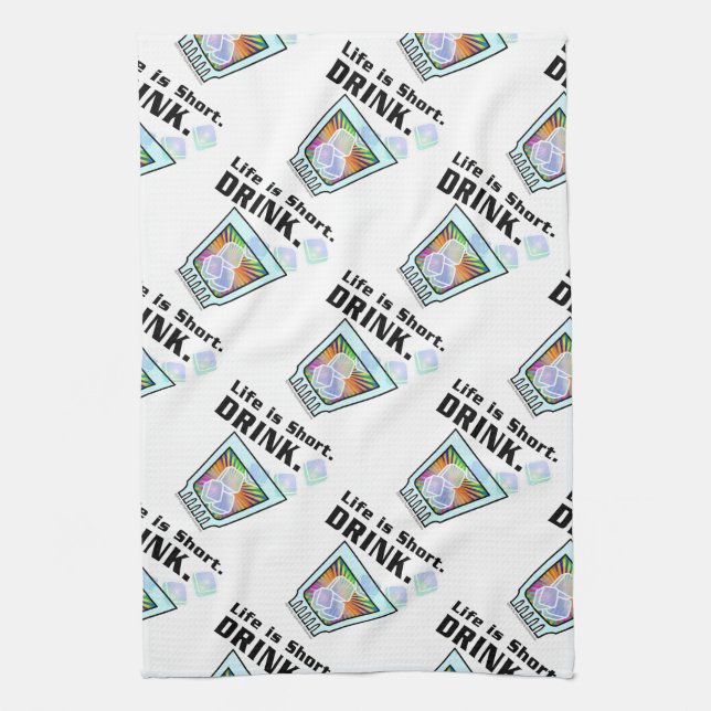 COCKTAIL-BAR-TÜCHER, Leben ist kurz. GETRÄNK Handtuch (Vertikal)