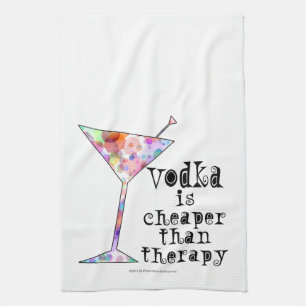 COCKTAIL-BAR-TÜCHER, WODKA IST BILLIGER ALS HANDTUCH