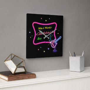Cocktail-Bar-Uhr Quadratische Wanduhr