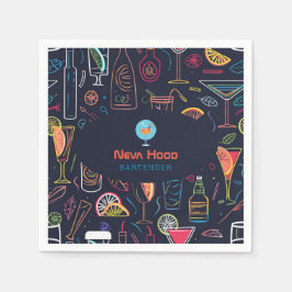 Cocktail Barkeeper Beruflich | Neonlicht Serviette