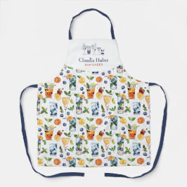 Cocktail Barkeeper Beruflich | Weißes Blau Schürze