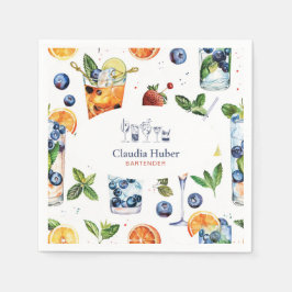 Cocktail Barkeeper Beruflich | Weißes Blau Serviette