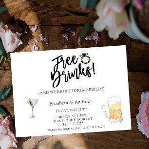 Cocktail,Bier,Getränke Frei Hochzeit Einladung