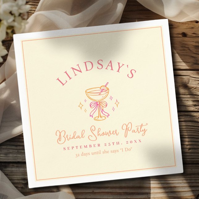 Cocktail-Brautjungfernparty Serviette (Coctail Bridal Shower Napkins)