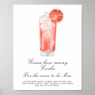 Cocktail Brautparty - Rate Wie Viele Korken Poster
