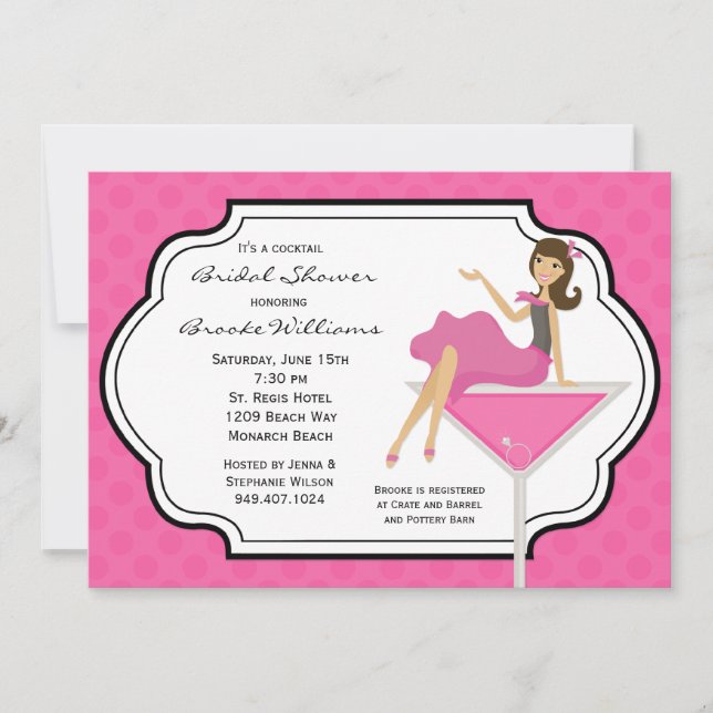 Cocktail Bridal Dusche Einladung (Vorderseite)