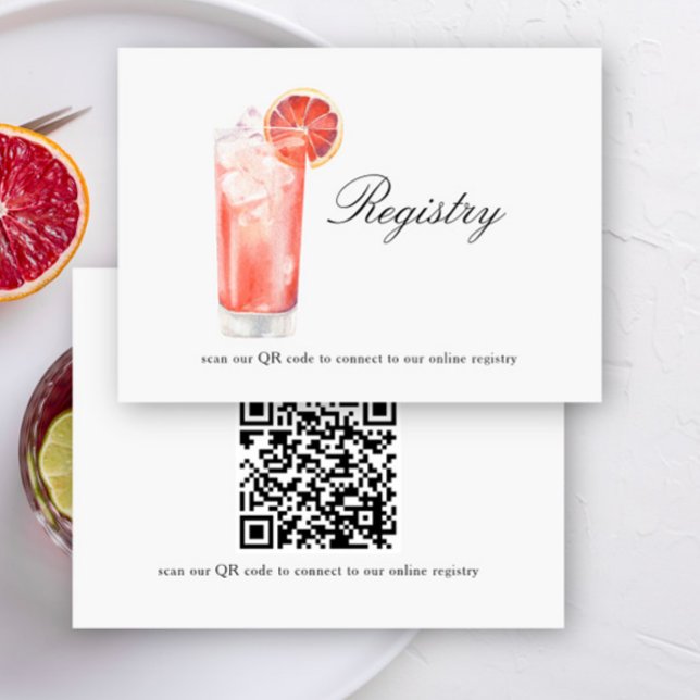 Cocktail Bridal shower QR code for registry  Begleitkarte (Von Creator hochgeladen)