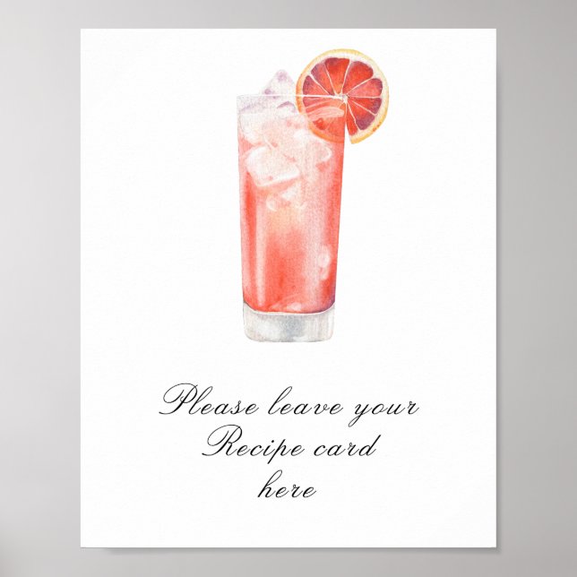 Cocktail bridal shower - Recipe card Poster (Vorne)
