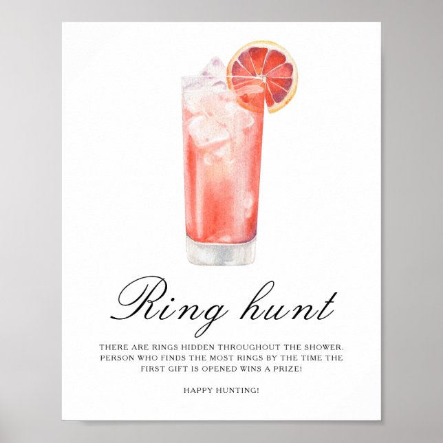 Cocktail Bridal shower - Ring hunt game Poster (Vorne)