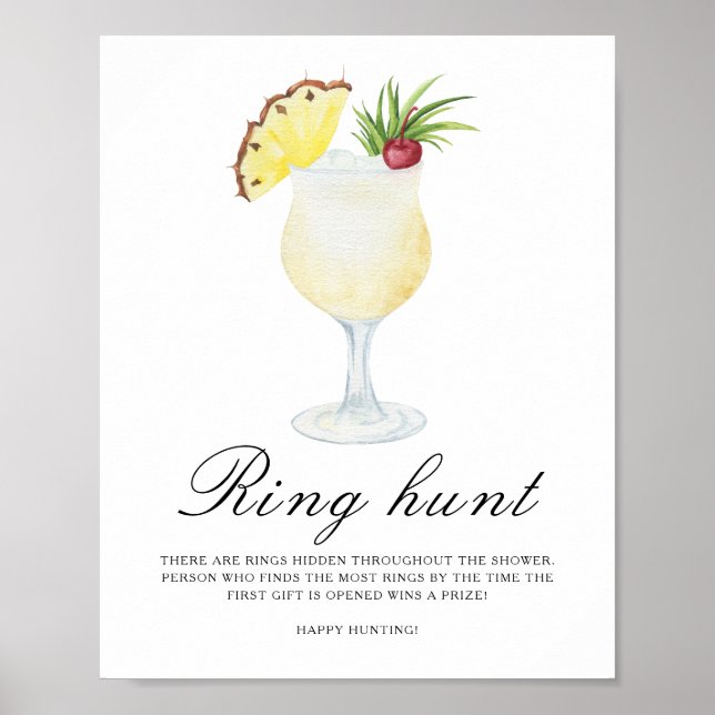 Cocktail Bridal shower - Ring hunt game Poster (Vorne)