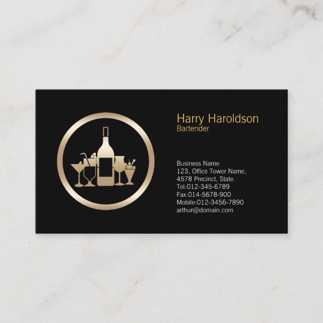 Cocktail Brille Icon Barkeeper Business Card Visitenkarte (Vorderseite)