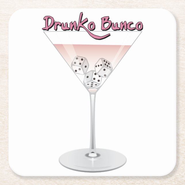 Cocktail Bunco Martini Rechteckiger Pappuntersetzer (Vorderseite)