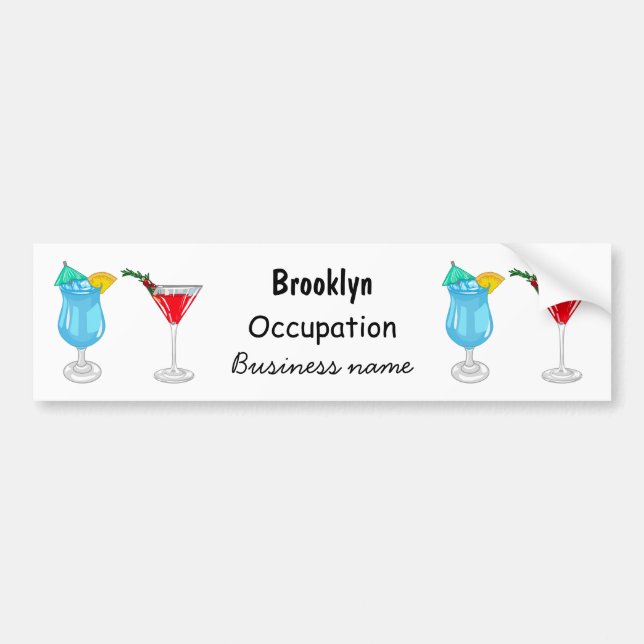 Cocktail-Cartoon Autoaufkleber (Vorne)