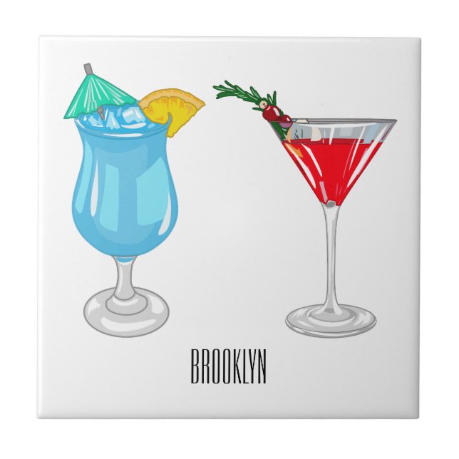 Cocktail-Cartoon Fliese (Vorderseite)