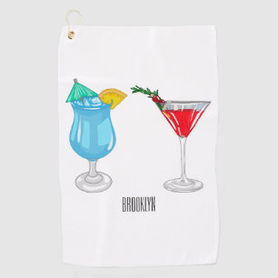 Cocktail-Cartoon Golfhandtuch