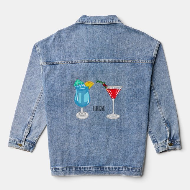 Cocktail-Cartoon Jeansjacke (Rückseite)