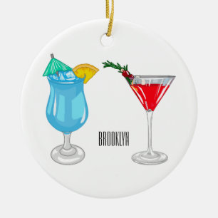 Cocktail-Cartoon Keramik Ornament