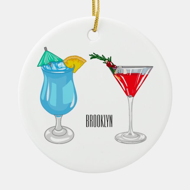 Cocktail-Cartoon Keramik Ornament (Vorne)