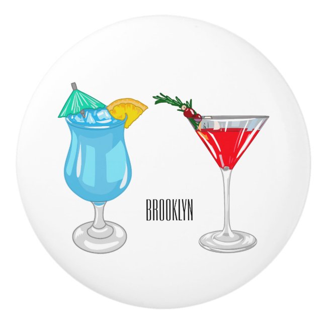 Cocktail-Cartoon Keramikknauf (Vorderseite)