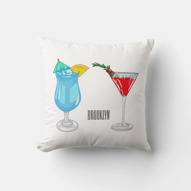 Cocktail-Cartoon Kissen (Vorderseite)