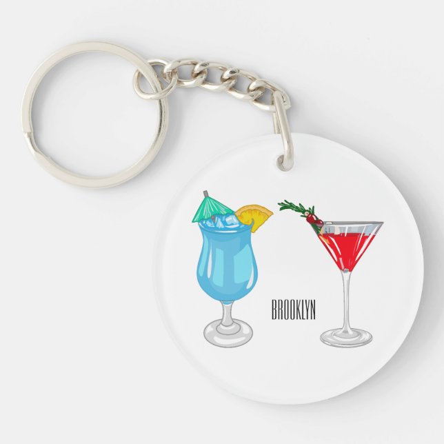 Cocktail-Cartoon Schlüsselanhänger (Vorderseite)
