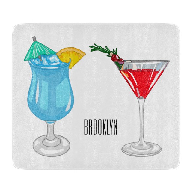 Cocktail-Cartoon Schneidebrett (Vorderseite)
