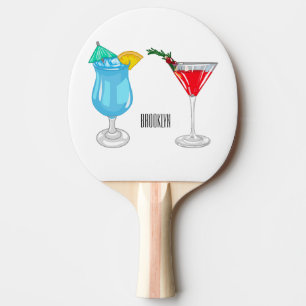 Cocktail-Cartoon Tischtennis Schläger