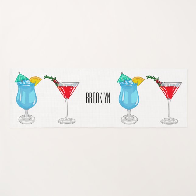 Cocktail-Cartoon Yogamatte (Vorderseite (Horizontal))