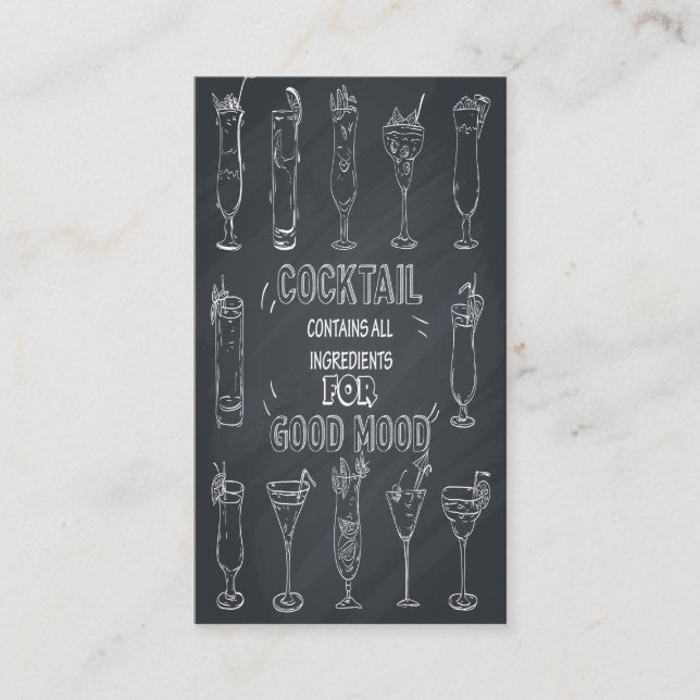 Cocktail Chalkboard Barkeeper Business Card Visitenkarte (Vorderseite)